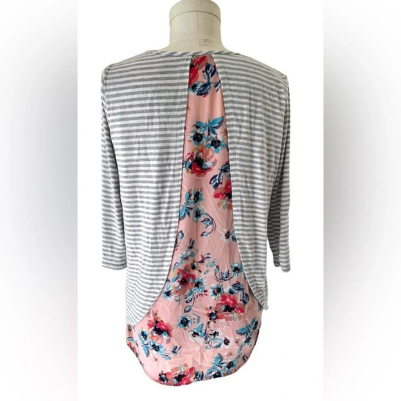 Cline Waterfall Back Detail Knit Top - Stitchfix - floral and stripe pattern - Picture 3 of 8